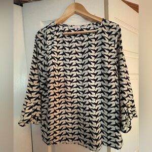 Pixley Black and Cream Boxy Blouse